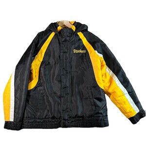Vtg G-III Mens Large Pittsburgh Steelers NFL Puffer Coat Jacket Y2K NFL Steelers